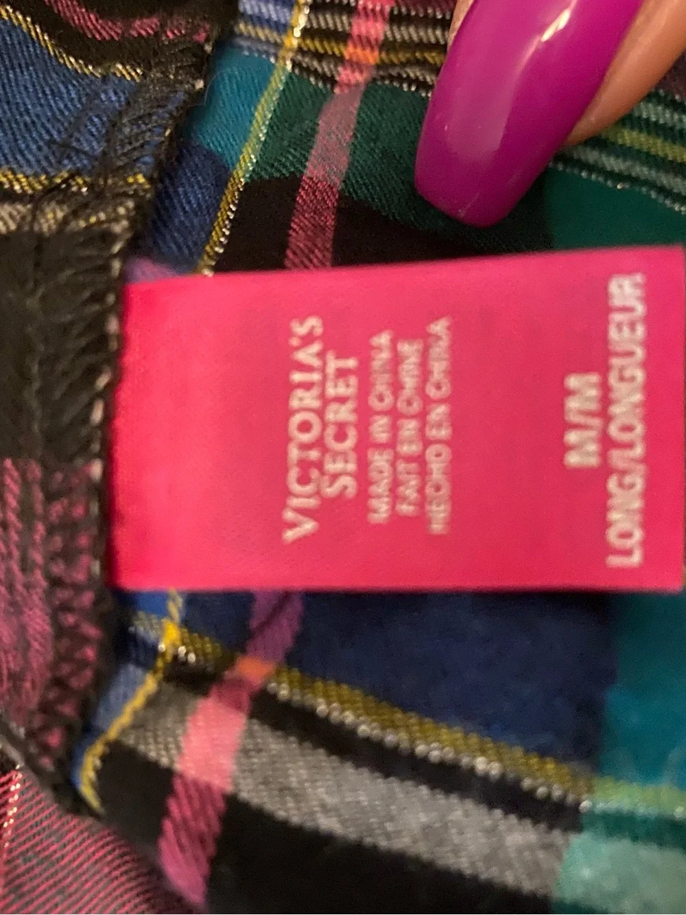 Victoria's Secret Plaid Button-Up PJ Jacket in Vibrant Pink, Green & Blue